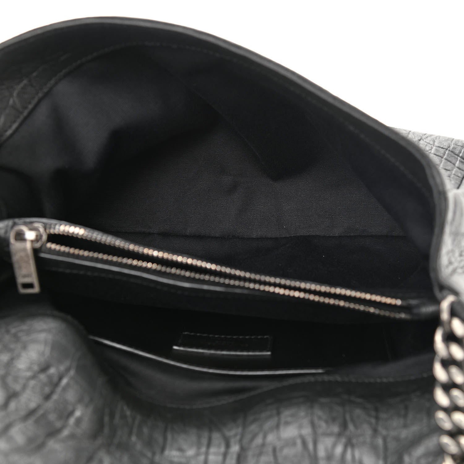 Saint Laurent Calfskin Crocodile Embossed Medium West Hollywood Monogram Fold-Over Black 6 of 14