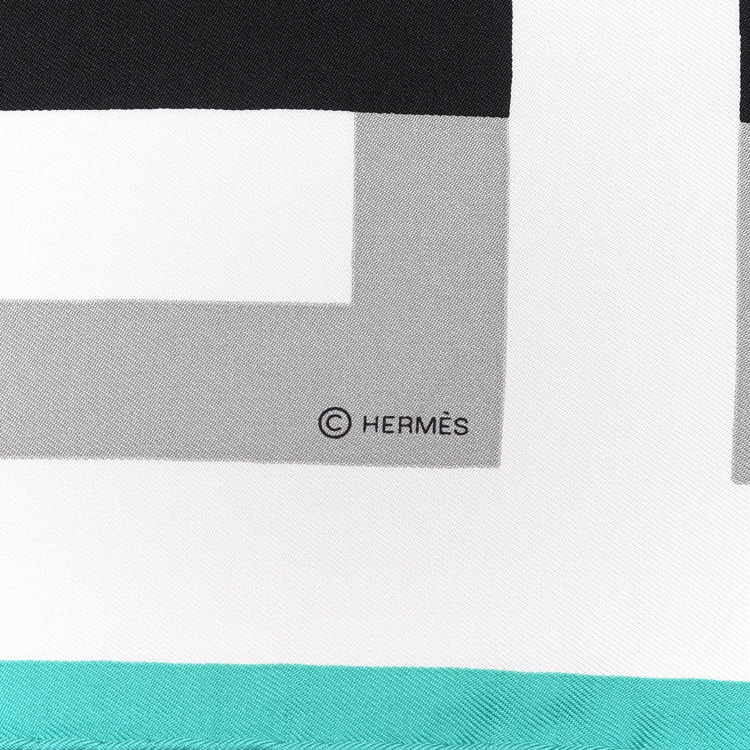 Hermes Silk Lettres Au Carre Scarf 90 Gris Noir Menthol 3 of 4
