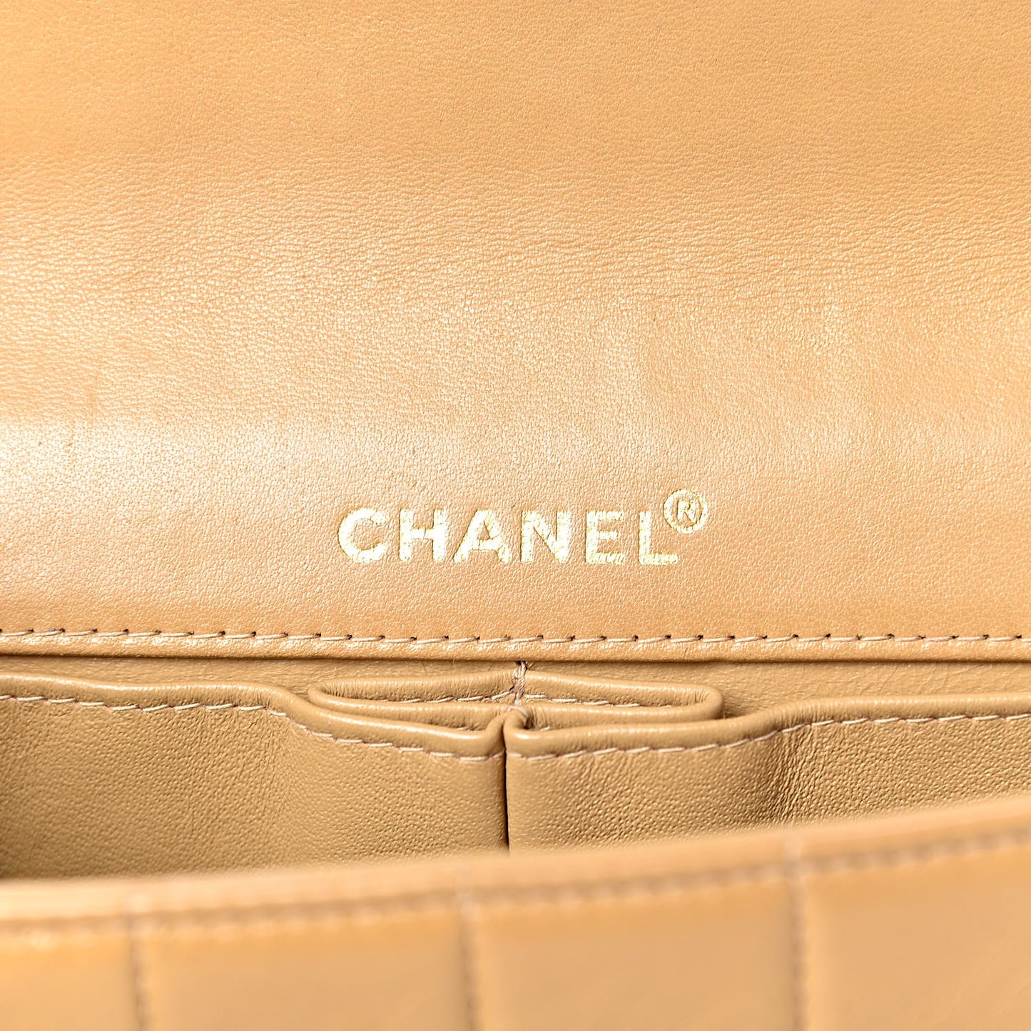 Lambskin East West Chocolate Bar Flap Beige