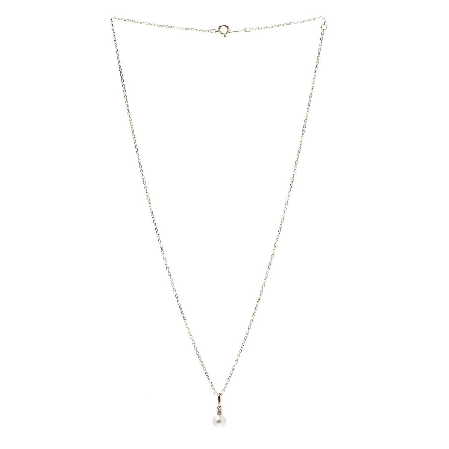 Mikimoto 18K Yellow Gold Diamond Akoya Pearl 6mm Drop Pendant Necklace 3 of 7