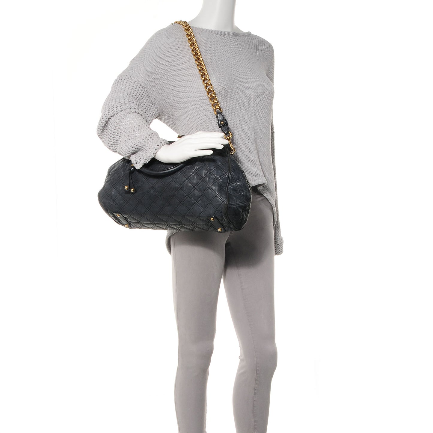 Quilted Leather Stam Dark Gray