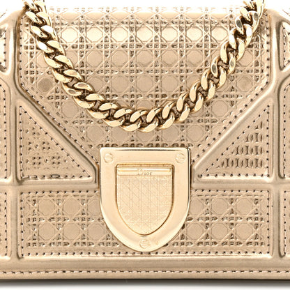 Christian Dior Metallic Patent Micro-Cannage Baby Diorama Flap Bag Gold 8 of 11