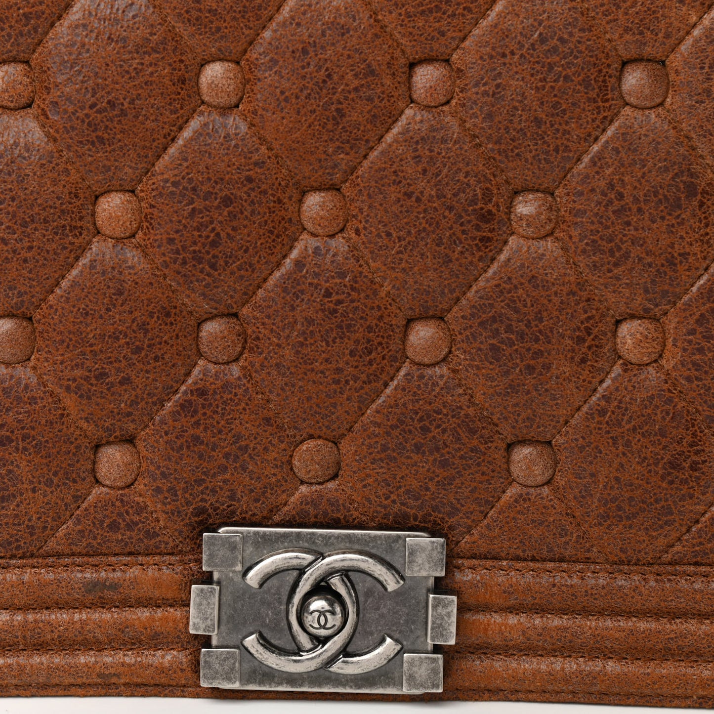 Nubuck Chesterfield Quilted Large Celtic Boy Flap Brown