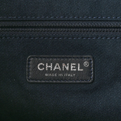 Chanel Denim Deauville Drawstring Bag Blue Orange 6 of 11