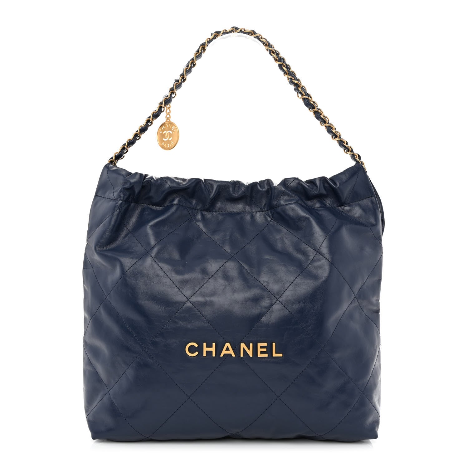 Chanel Shiny Calfskin Quilted Chanel 22 Navy Blue 3 of 12