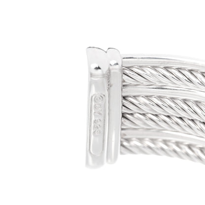 David Yurman Sterling Silver Diamond Crossover Four Row Cuff Bracelet 3 of 3