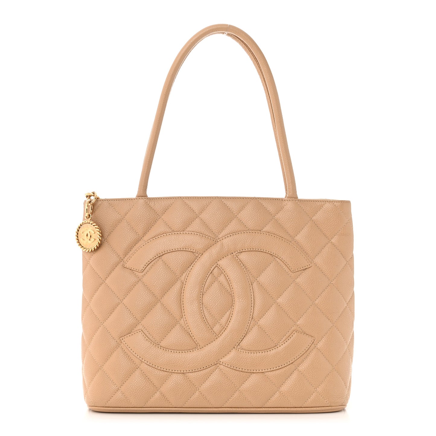Caviar Quilted Medallion Tote Beige
