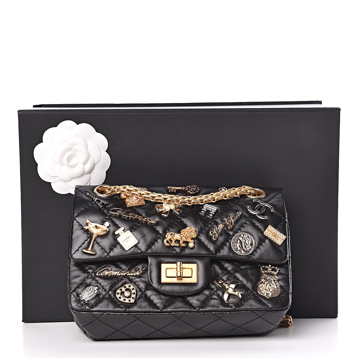Chanel Aged Calfskin Lucky Charms 2.55 Reissue 224 Flap Black 10 of 10