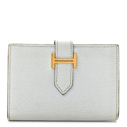 Hermes Chevre Mysore Bearn Card Holder Wallet Bleu Brume 1 of 11