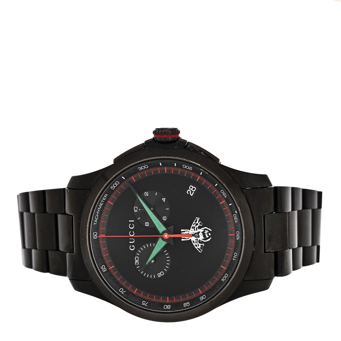 PVD Stainless Steel 44mm G-Timeless Chronograph Bee Quartz Watch Black