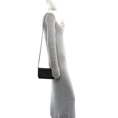 Chanel Lambskin Camellia Embossed Wallet on Chain WOC Black 2 of 11