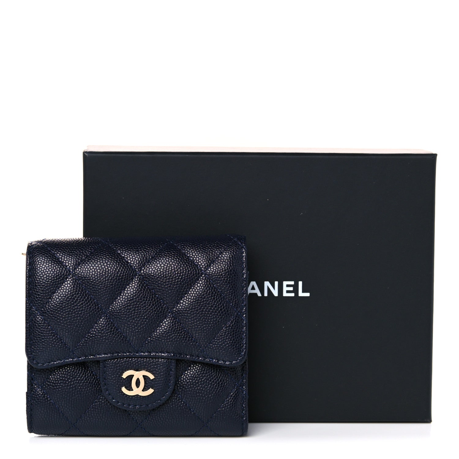 Chanel Caviar Quilted Compact Flap Wallet Navy 8 of 8
