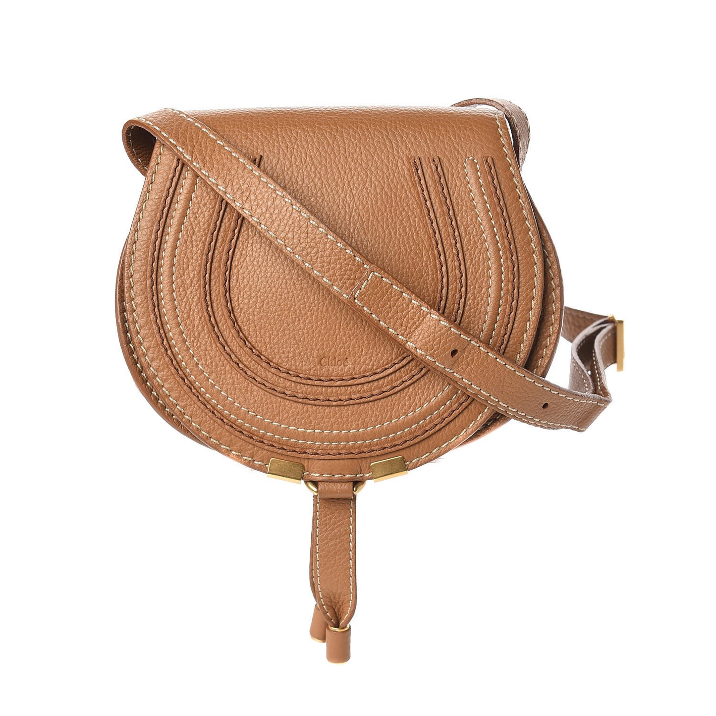 Calfskin Mini Marcie Round Crossbody Bag Nut