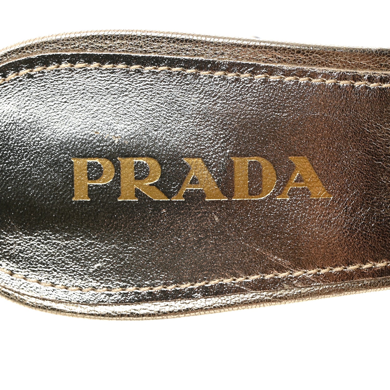 Prada Nappa Logo Quilted 65mm Block Heel Slide Sandals 41 Gold 7 of 8