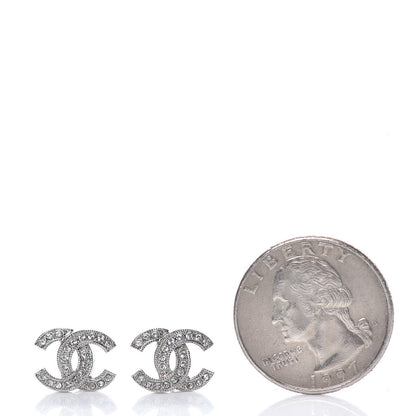 Chanel Crystal Timeless CC Earrings Silver 2 of 5