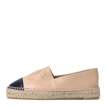 Chanel Lambskin CC Espadrilles 41 Beige Black 1 of 9