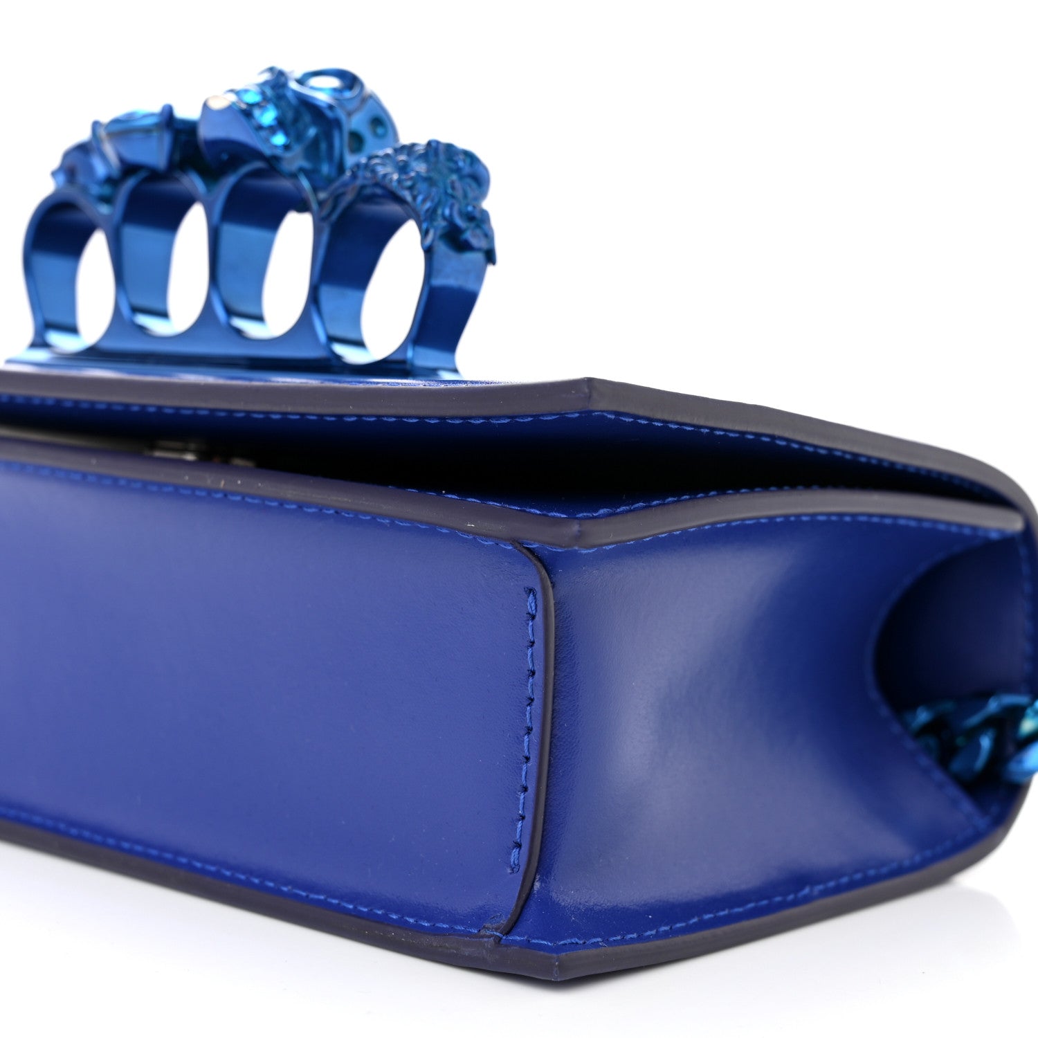 Alexander McQueen Calfskin Mini Jeweled Knuckle Satchel Royal Blue 9 of 10