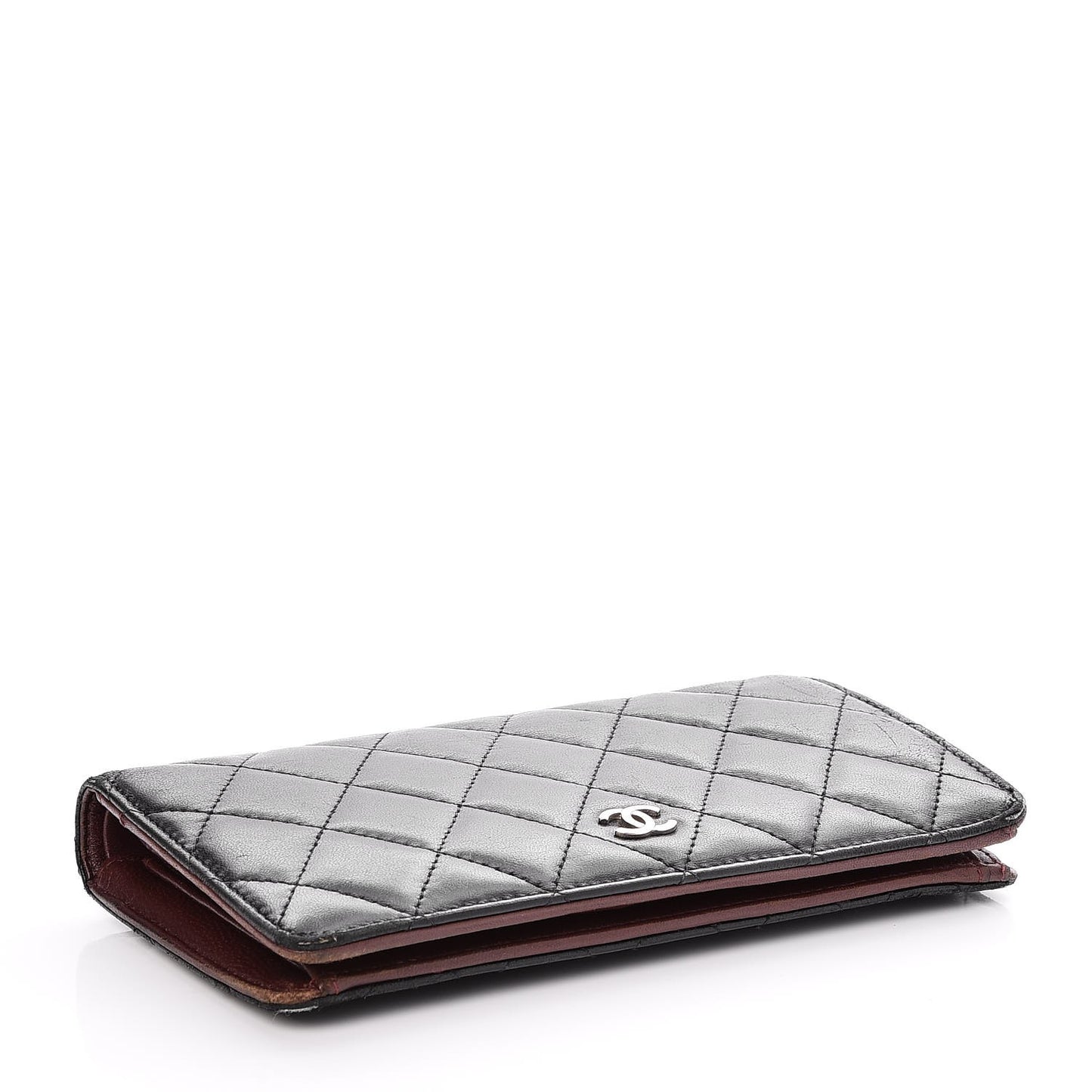 Lambskin Quilted Yen Wallet Black
