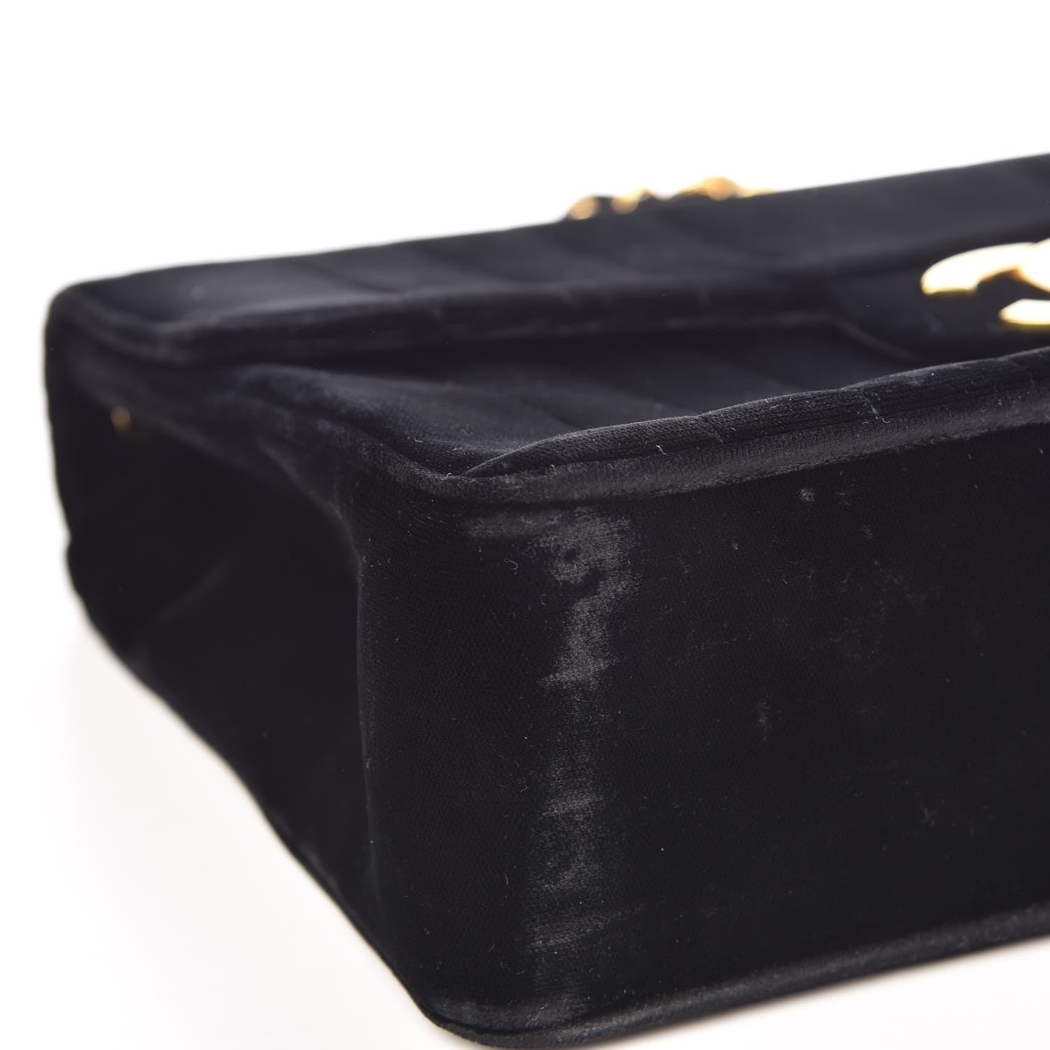 Chanel Velvet Vertical Quilted Jumbo Single Flap Black 9 of 11