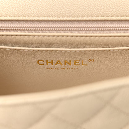 Chanel Caviar Quilted Mini Top Handle Rectangular Flap Beige 6 of 14