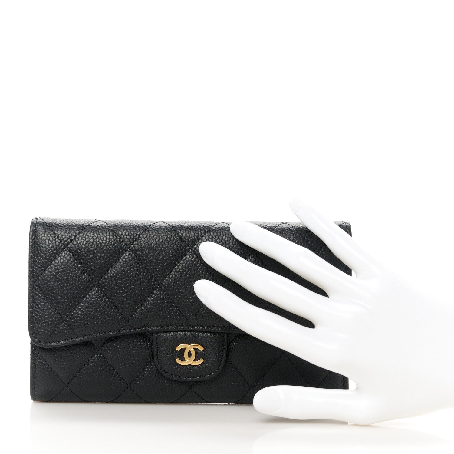 Chanel Caviar Quilted Long Flap Wallet Black 2 of 11