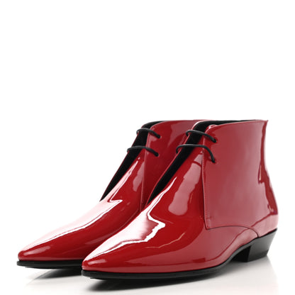 Saint Laurent Patent Calfskin Joan Ankle Boots 38 Red 3 of 11