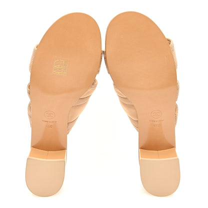 Chanel Fabric Metal CC Logo Mules 41 Beige 5 of 7