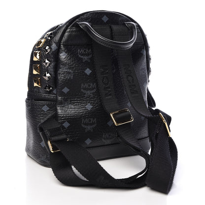 MCM Visetos Bi-Color Studded Mini Stark Backpack Black Scooter Red 3 of 10