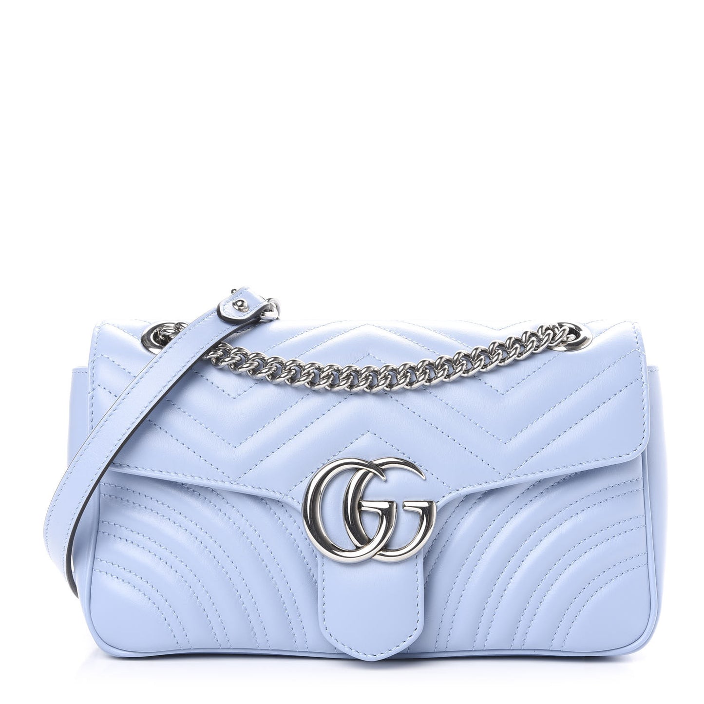 Calfskin Matelasse Small GG Marmont Shoulder Bag Porcelain Light Blue