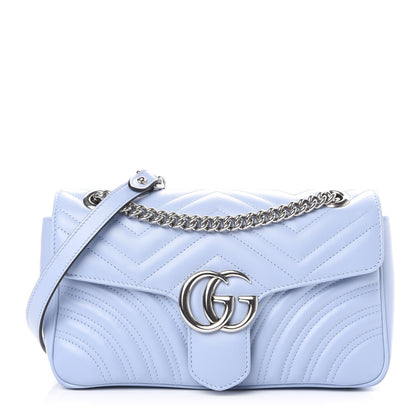 Gucci Calfskin Matelasse Small GG Marmont Shoulder Bag Porcelain Light Blue 1 of 12