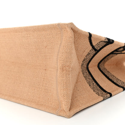 Christian Dior Canvas Jute Embroidered Medium Book Tote Black Beige 9 of 9