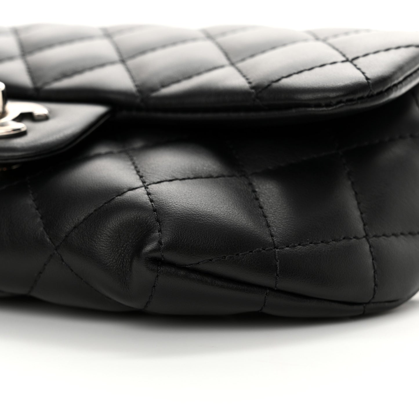 Calfskin Quilted CC Uniform Flap Belt Bag Black