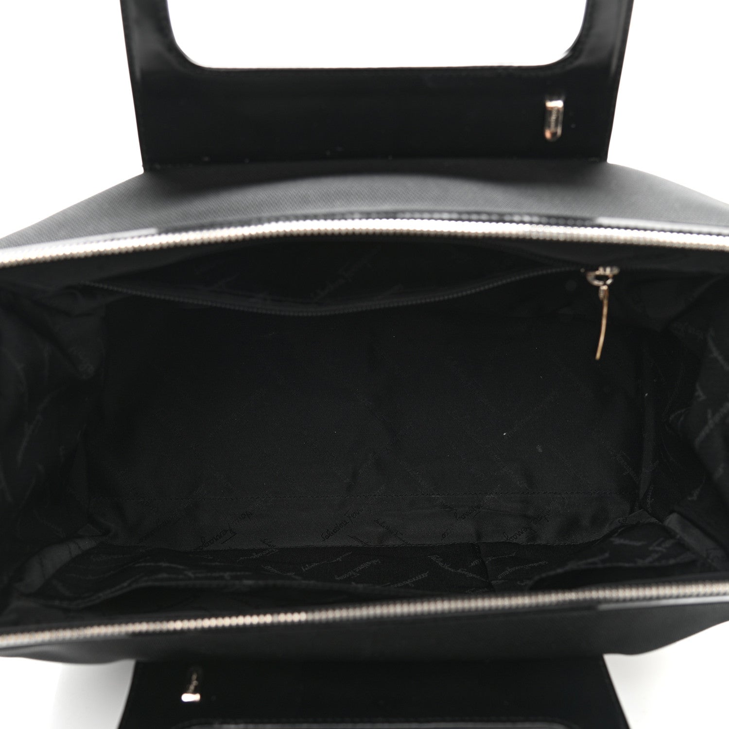 Salvatore Ferragamo Calfskin Canvas Top Handle Bag Black 5 of 10