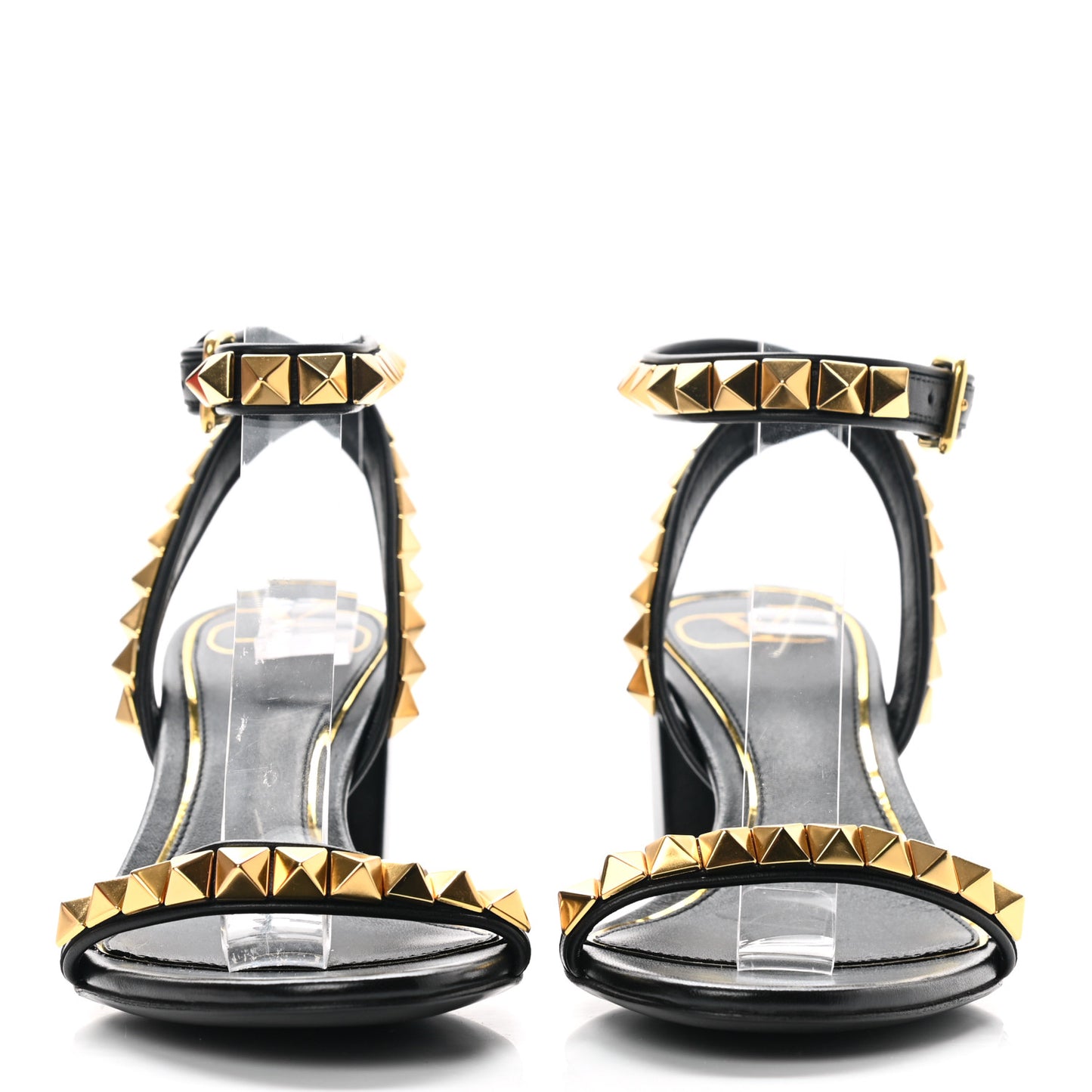 Calfskin Rockstud No Limit 60mm Sandals 35.5 Black