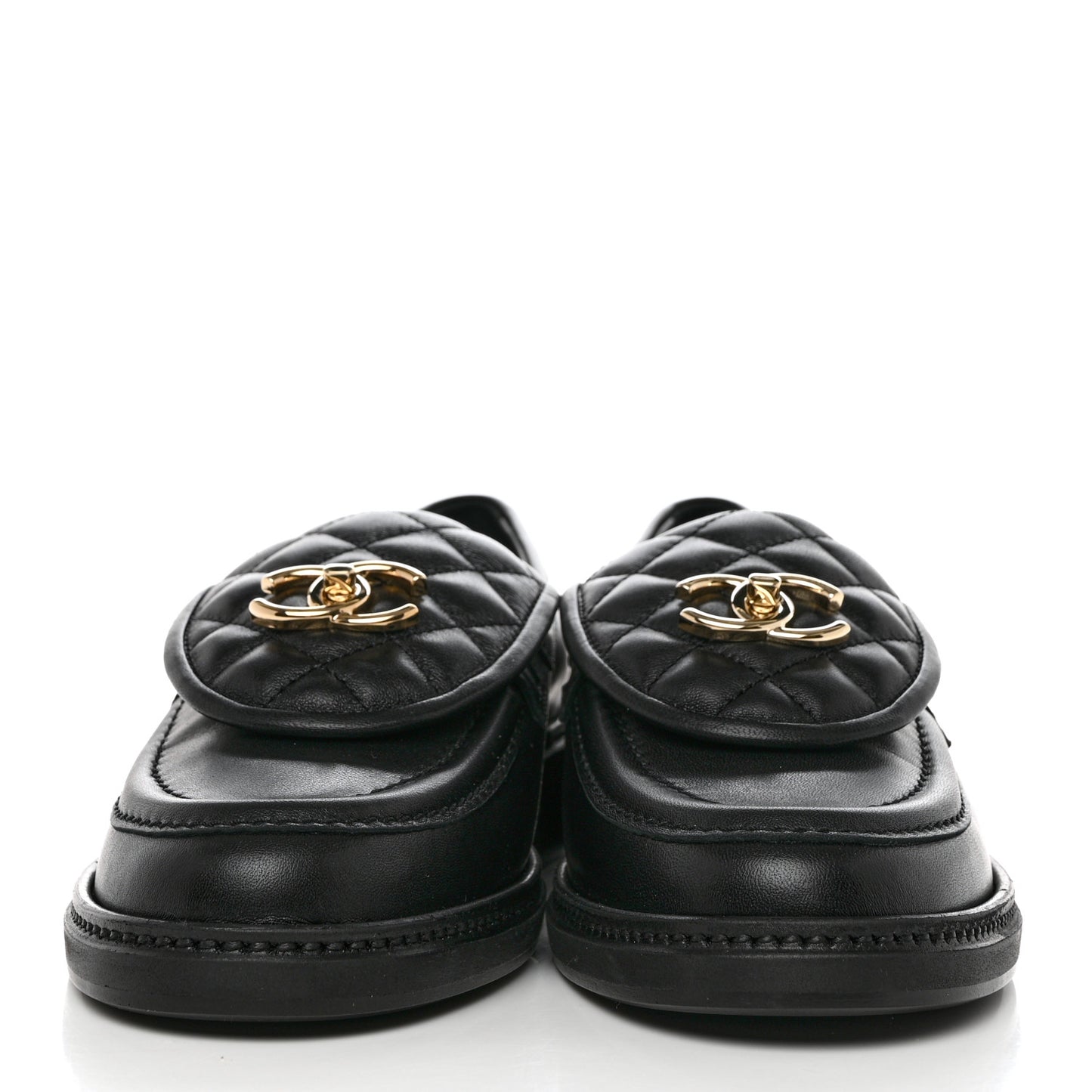 Lambskin Quilted CC Turnlock Loafers 39 Black