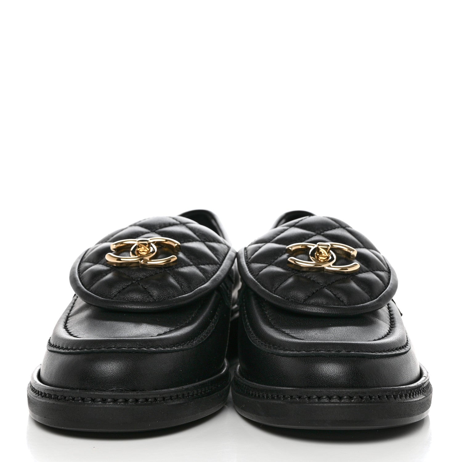 Chanel Lambskin Quilted CC Turnlock Loafers 39 Black 2 of 9
