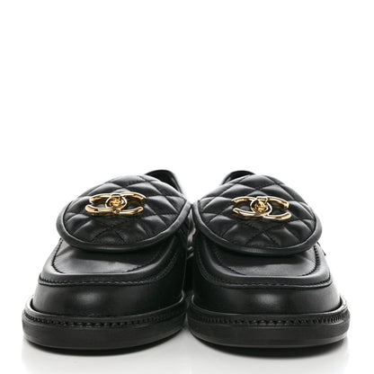 Chanel Lambskin Quilted CC Turnlock Loafers 39 Black 2 of 9