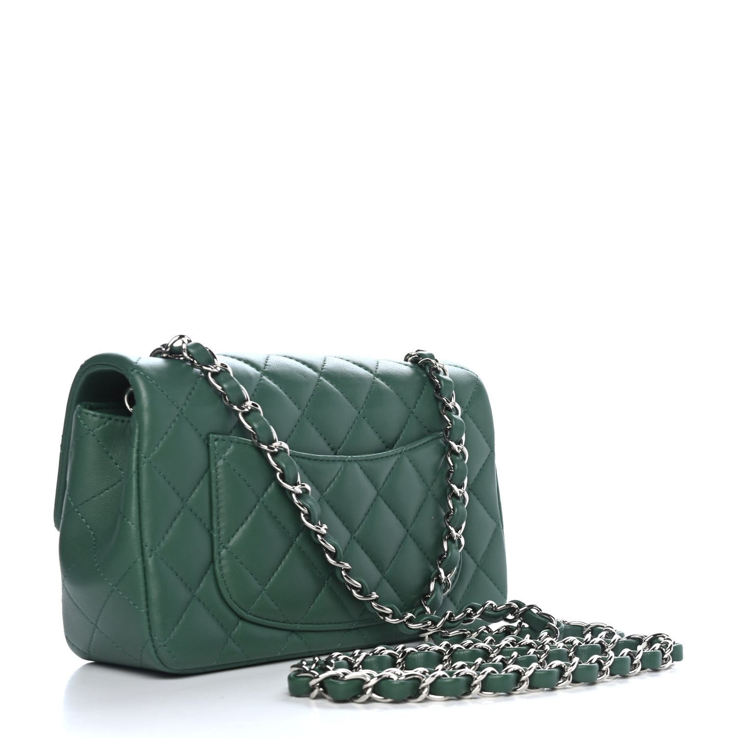 Lambskin Quilted Mini Rectangular Flap Green
