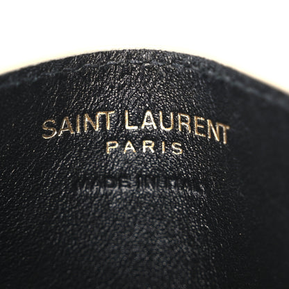Saint Laurent Grain De Poudre Matelasse Chevron Monogram Credit Card Case Dark Beige 6 of 9