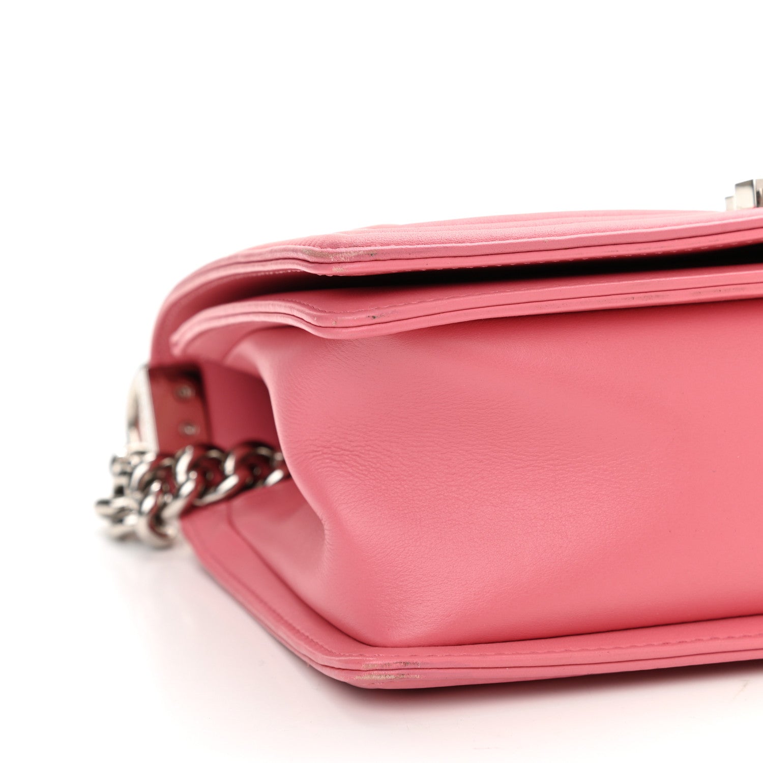 Chanel Calfskin Chevron Quilted Medium Boy Flap Pink 9 of 10