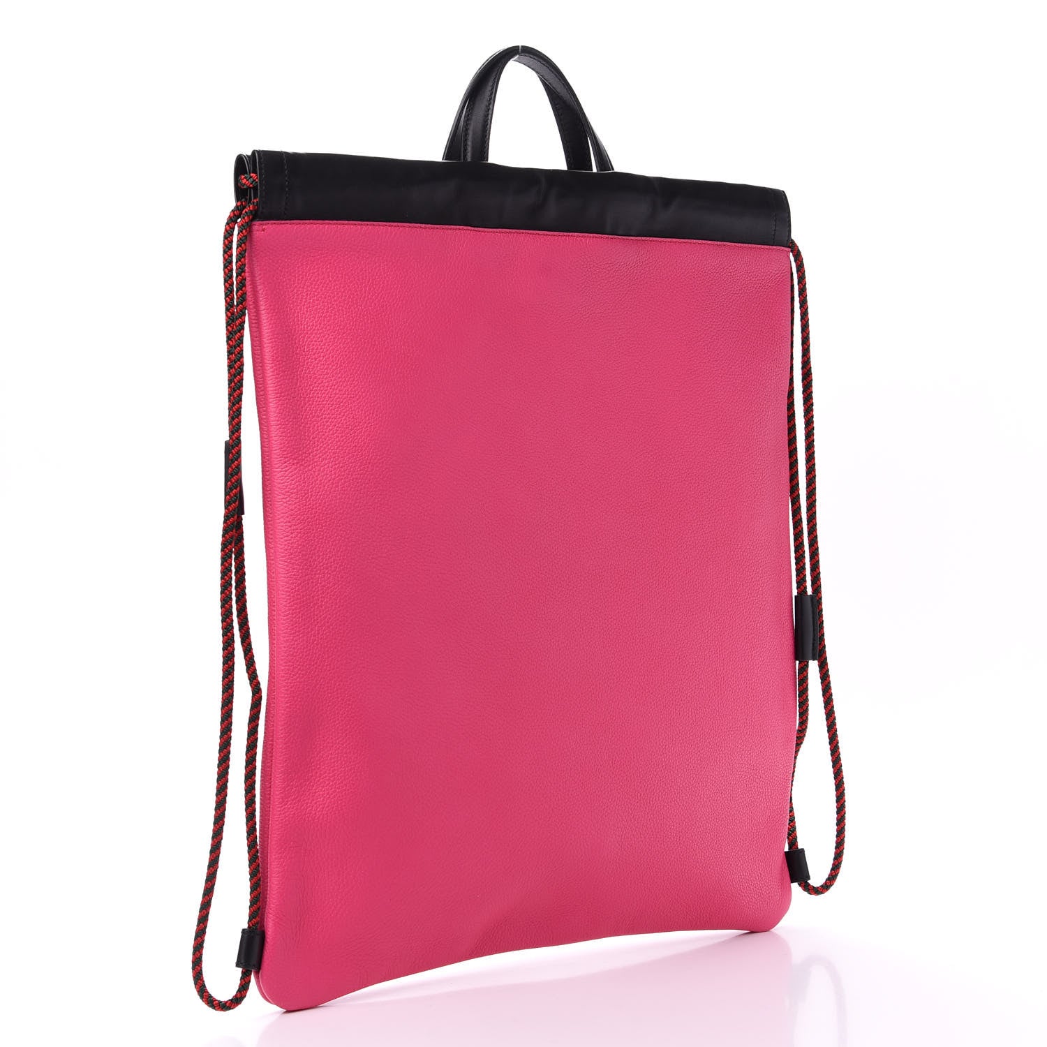 Gucci Grained Calfskin Logo Drawstring Backpack Box Pink Green Black 2 of 9