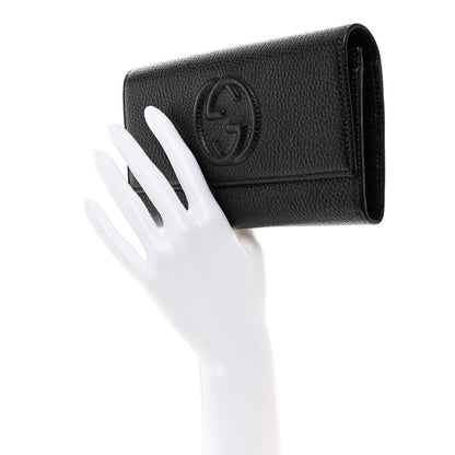 Gucci Pebbled Calfskin Large Soho Continental Wallet Black 2 of 7