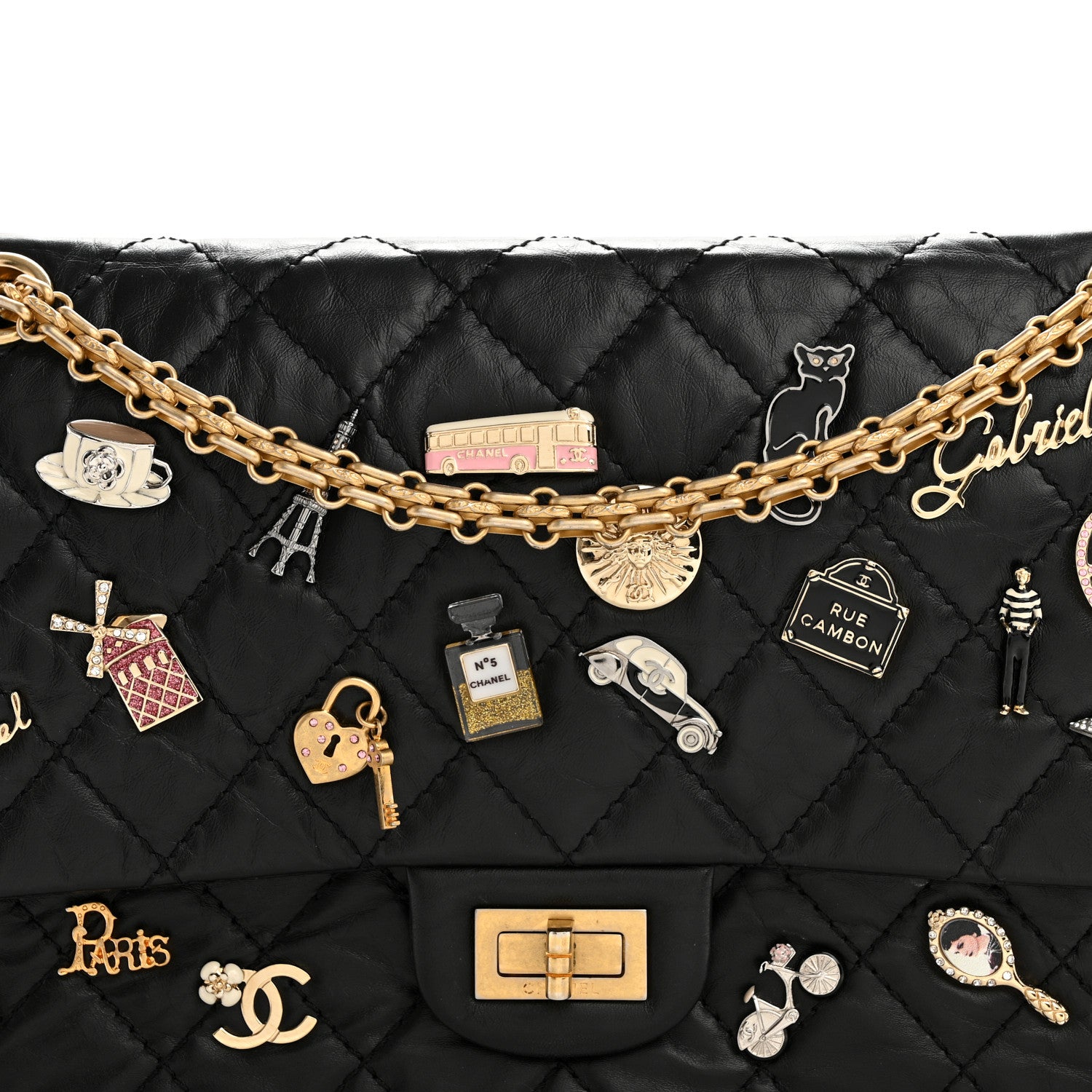Chanel Aged Calfskin Lucky Charms 2.55 Reissue 226 Flap Black 8 of 10