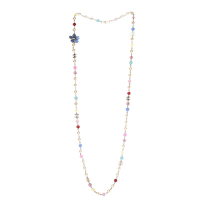 Chanel Pearl Beaded Flower Enamel CC Long Necklace Gold Multicolor 2 of 8