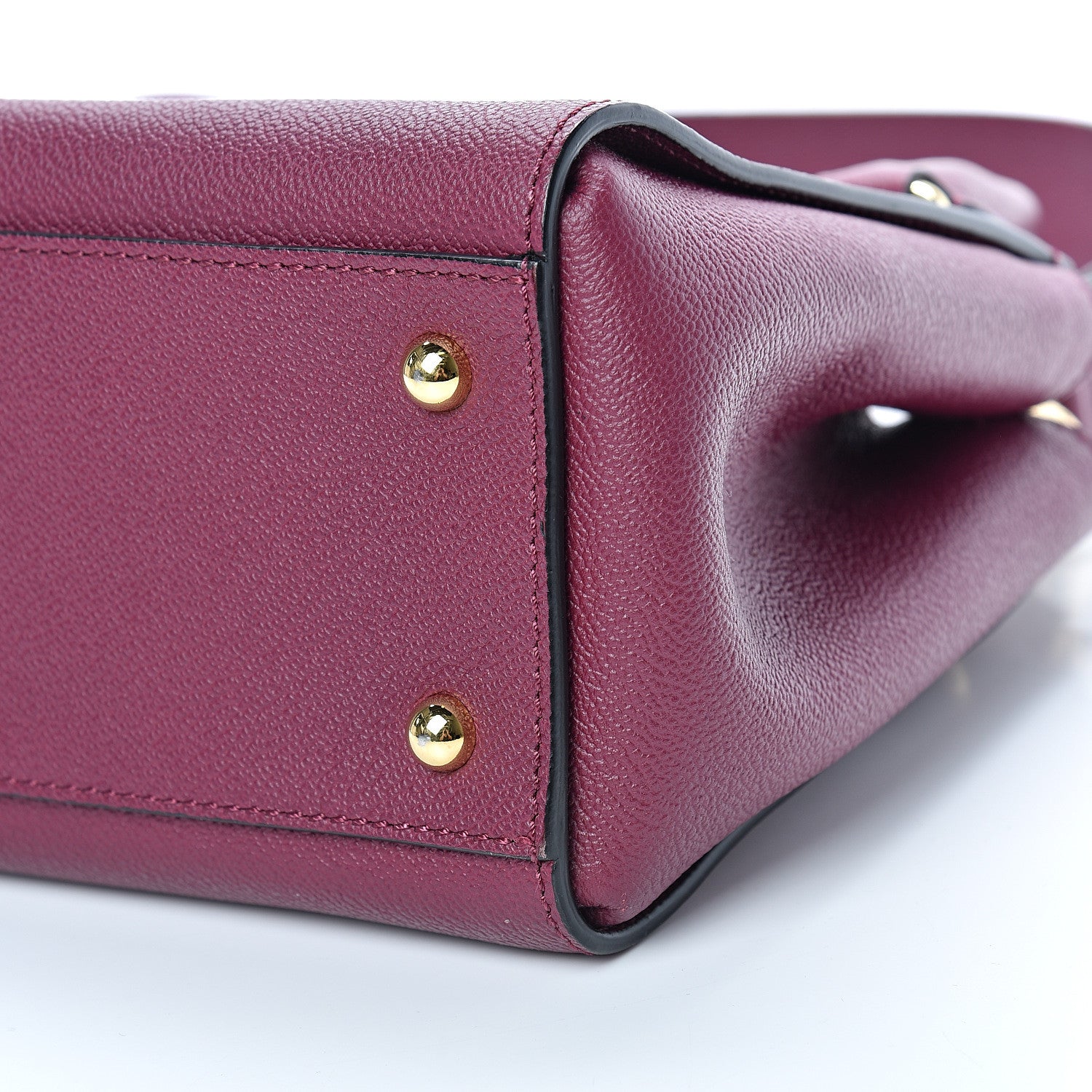 Burberry Soft Grain Calfskin Small Buckle Tote Dark Plum 9 of 10