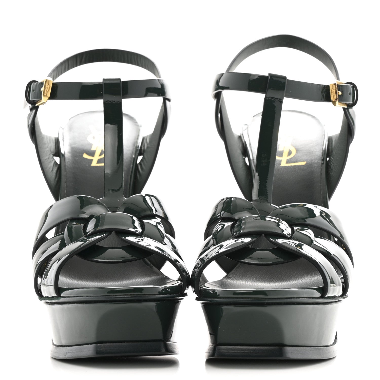 Saint Laurent Patent Tribute 105 Platform Sandals 39 Mystic Green 3 of 11