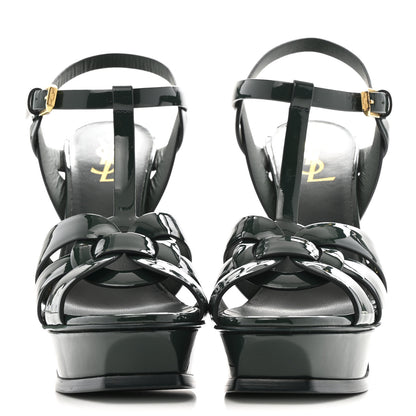 Saint Laurent Patent Tribute 105 Platform Sandals 39 Mystic Green 3 of 11