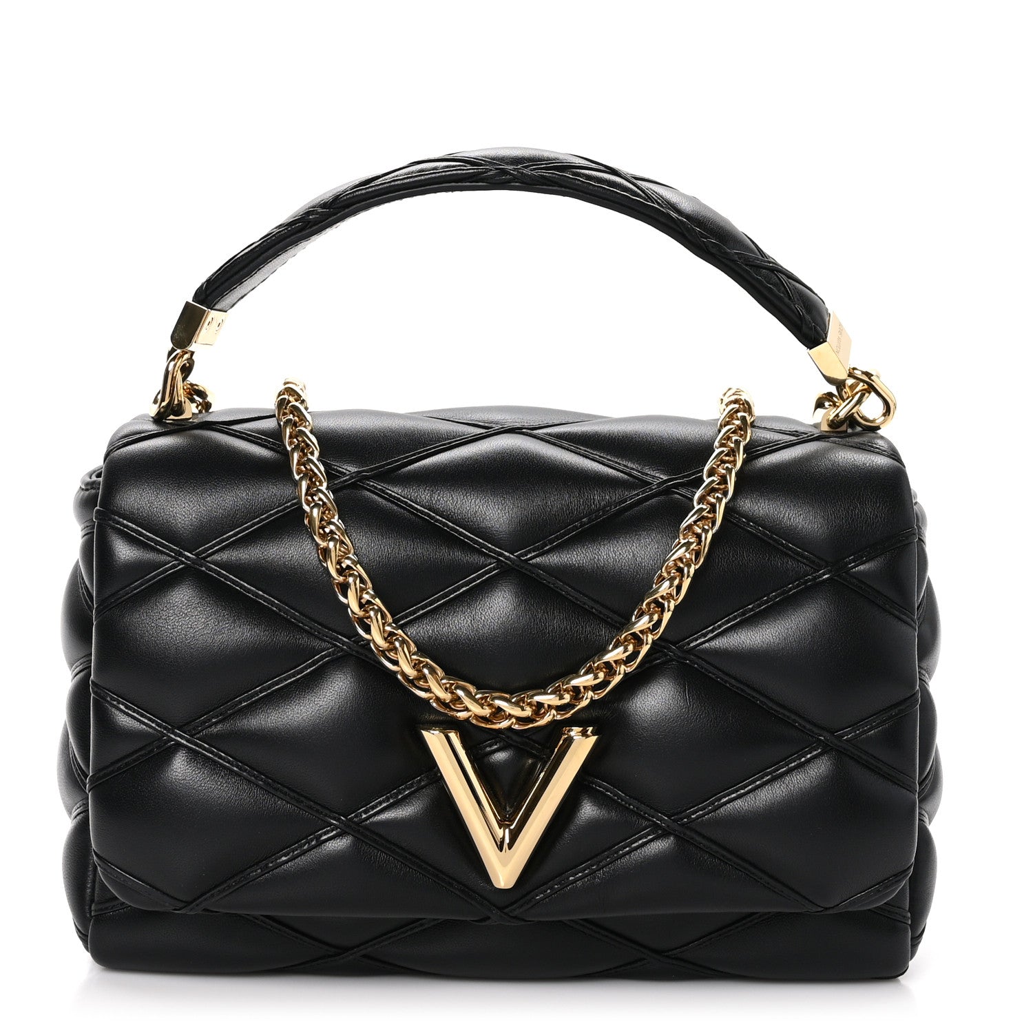 Louis Vuitton Lambskin Malletage Top Handle GO-14 MM Black 1 of 10