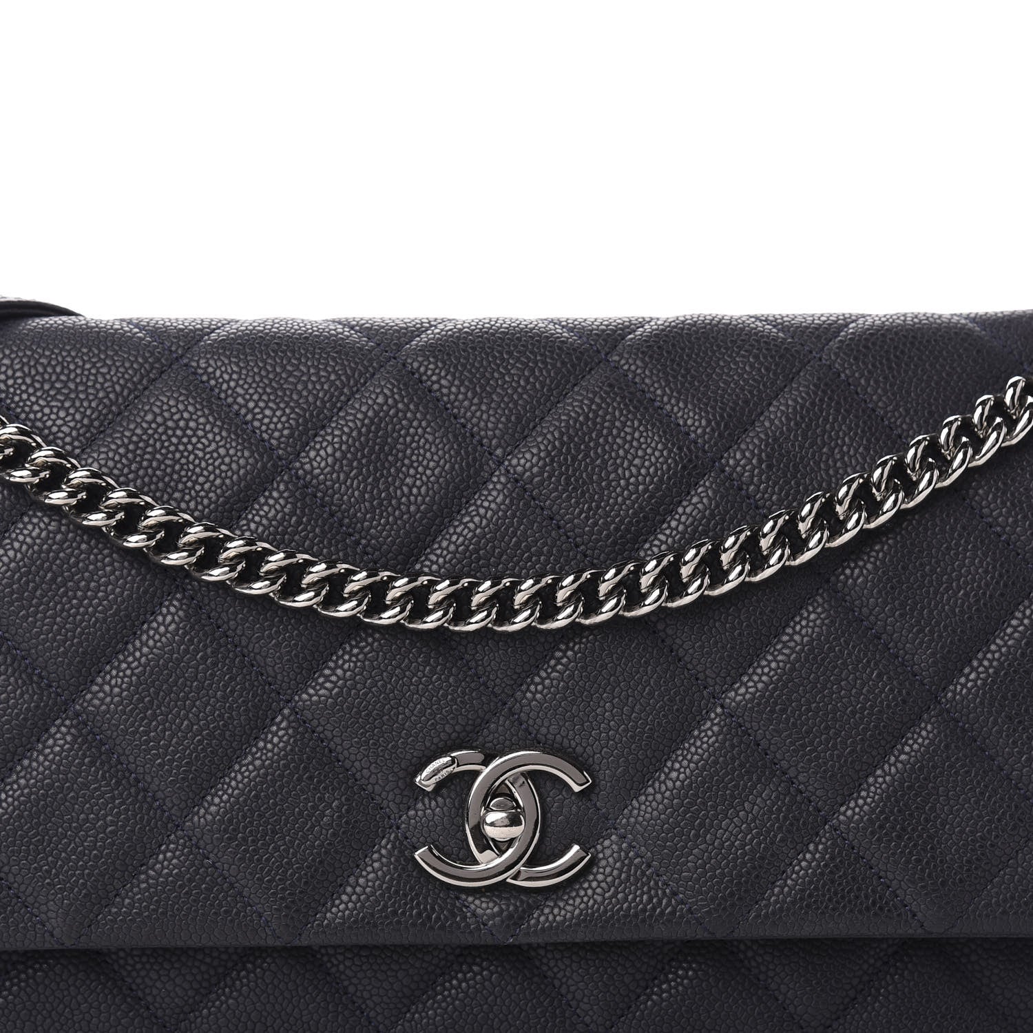 Chanel Iridescent Caviar Quilted Medium Lady Pearly Flap Navy Blue 11 of 11