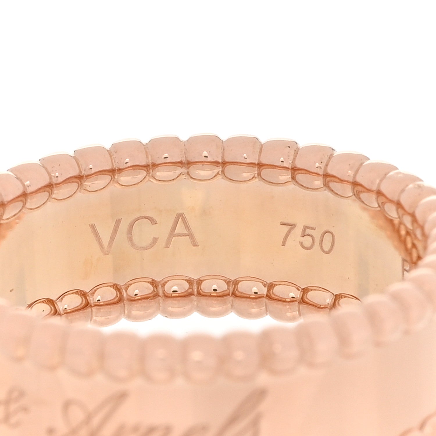 Van Cleef & Arpels 18K Rose Gold Perlee Signature Ring 57 8 4 of 5